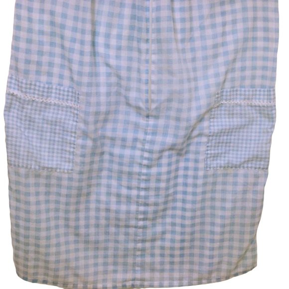 Vintage 80s Granada Gingham Ric-Rack Cottage House Dress M/L Pockets Zip-Front - Picture 3 of 10